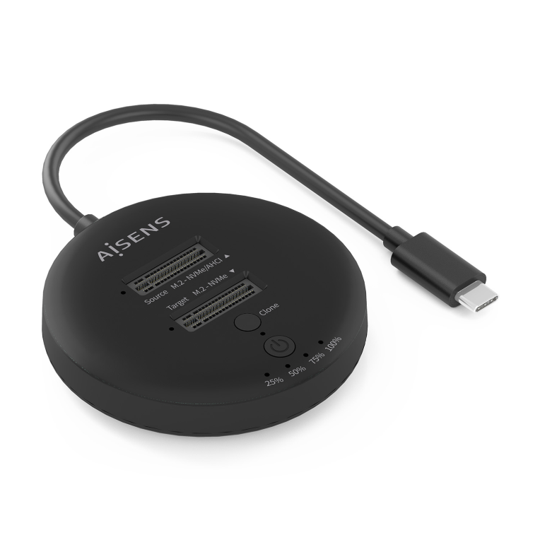 Dock Station Aisens ASDS-2M2N05-BK Doble Bahía NVMe USB 3.2 Gen2x2 Clone Negro