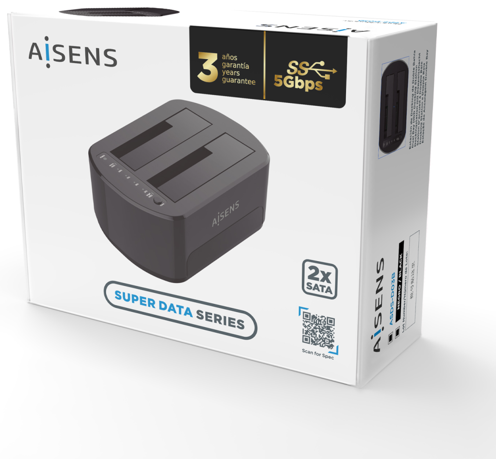 Docking Station Aisens ASDS-D03B Doble SATA 2.5" 3.5" usb 3.0 3.1 clonesystem miniatura 5