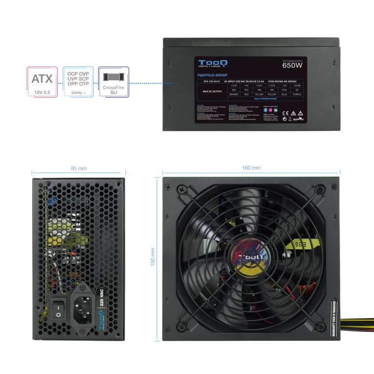 Fuente Tooq 650W Negra miniatura 4