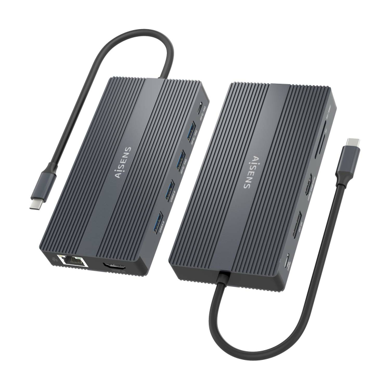 Hub Aisens Dock 12 en 1 USB-C a 2xHDMI DP RJ45 4xUSB-A USB-C PD miniatura 4