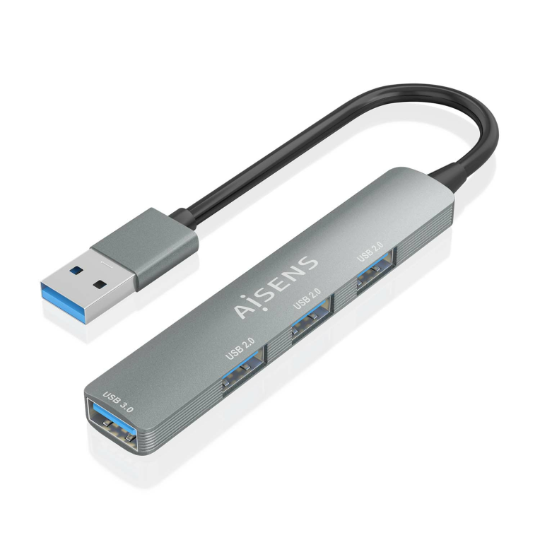 HubAisens USB 3.0 Aluminio 1xUSB3.0 A/H 3xUSB2.0 A/H Gris 10cm miniatura 2