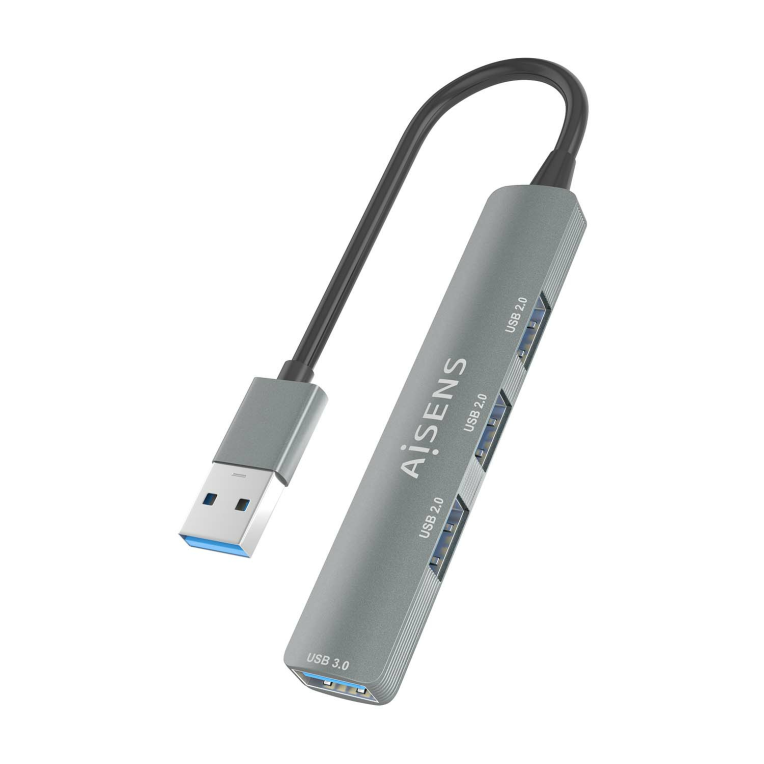 HubAisens USB 3.0 Aluminio 1xUSB3.0 A/H 3xUSB2.0 A/H Gris 10cm miniatura 4