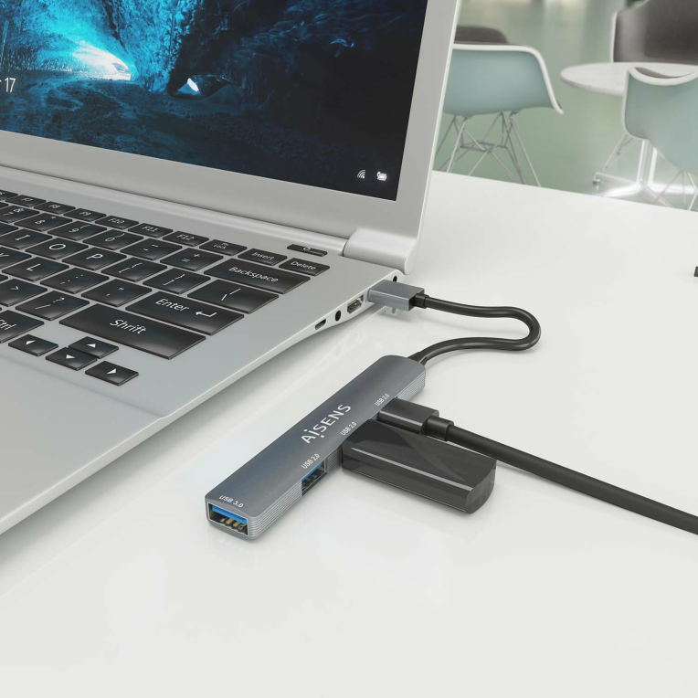 HubAisens USB 3.0 Aluminio 1xUSB3.0 A/H 3xUSB2.0 A/H Gris 10cm miniatura 6
