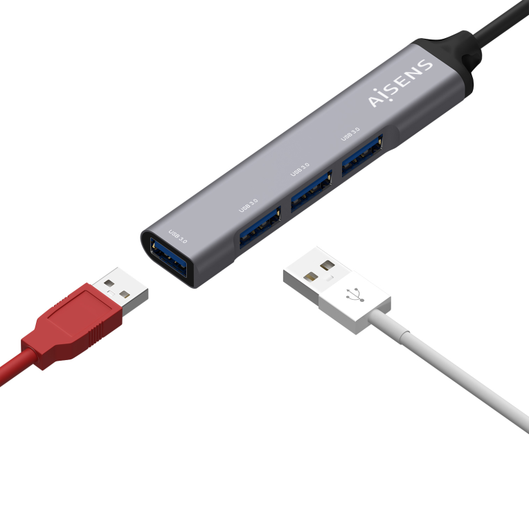 HubAisens USB 3.1 USB-C USB-C/M-4xTipo A/H Gris 10cm miniatura 3