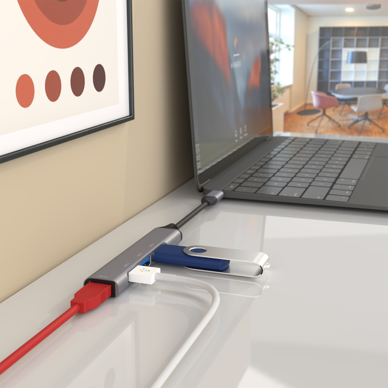 HubAisens USB 3.1 USB-C USB-C/M-4xTipo A/H Gris 10cm miniatura 5