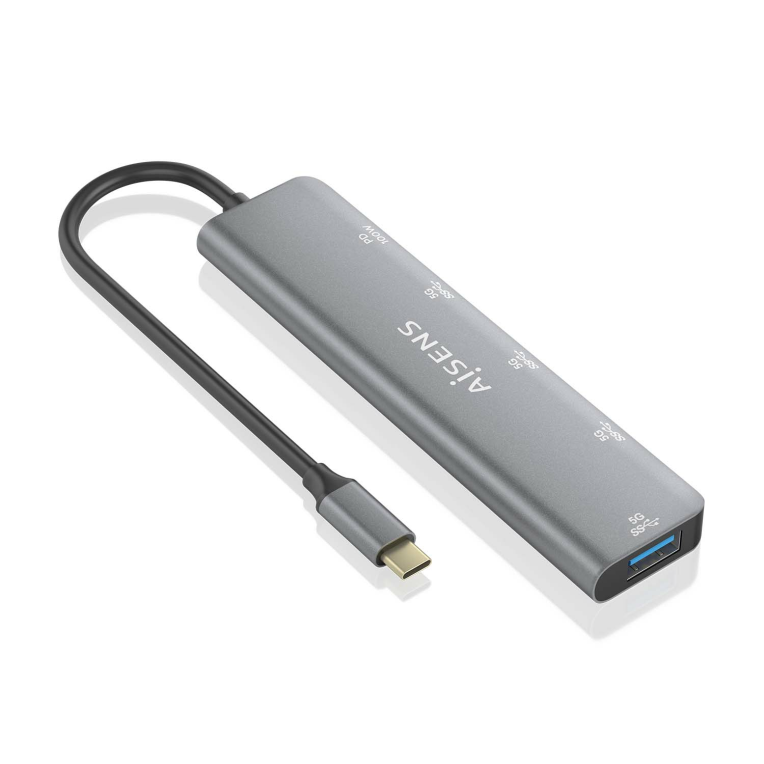 HubAisens USB 3.2 Gen1 USB-C/M-USB-C PD100W/H-USB-C/H-3xUSB-A/H miniatura 2