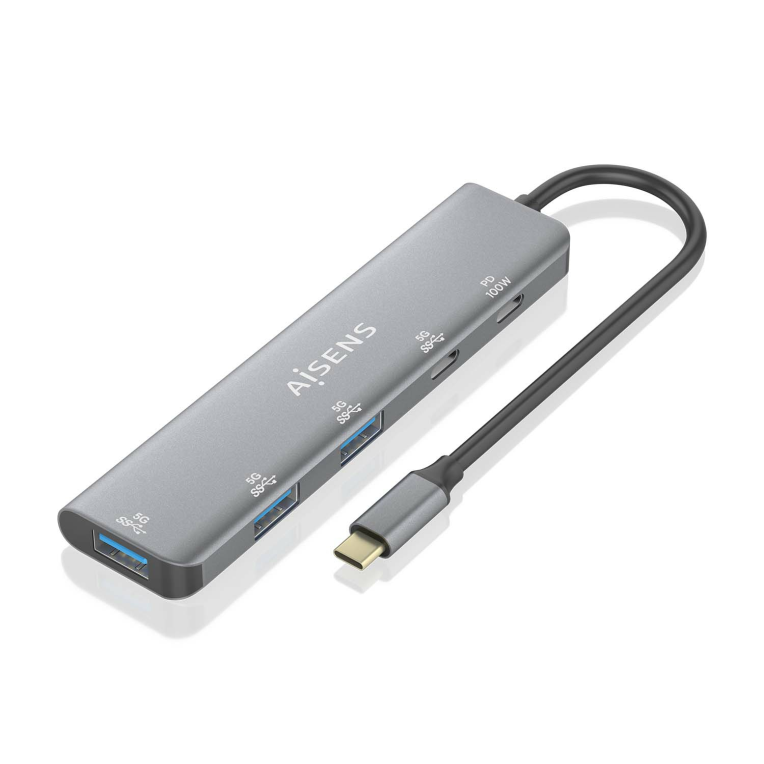 HubAisens USB 3.2 Gen1 USB-C/M-USB-C PD100W/H-USB-C/H-3xUSB-A/H miniatura 3