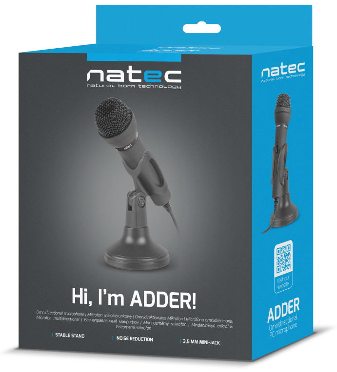 Micrófono Natec Adder Omnidireccional Negro miniatura 9