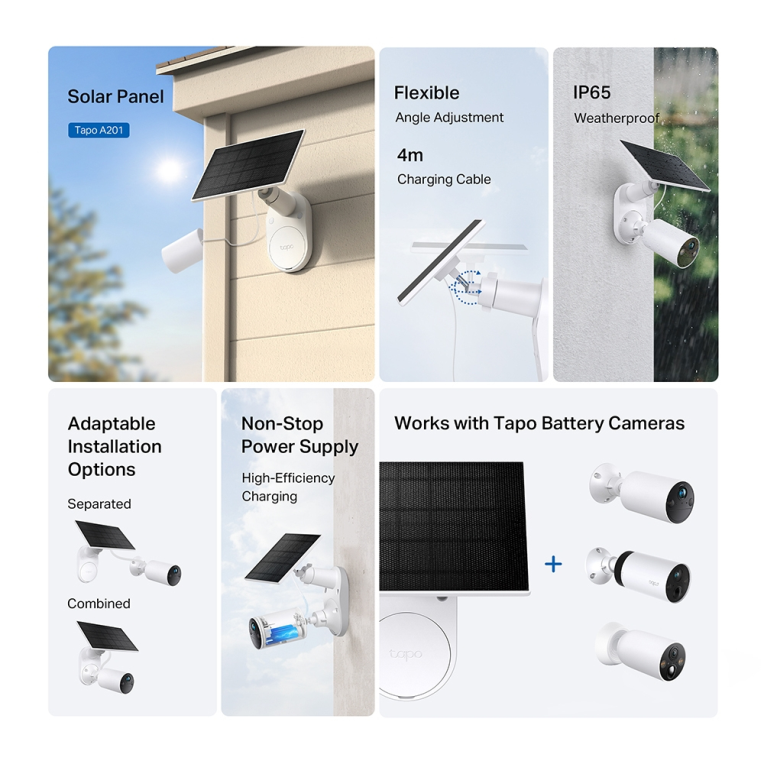 PANEL SOLAR TP-LINK A201 COMPATIBLE CON CAMARAS TAPO IP65 miniatura 5