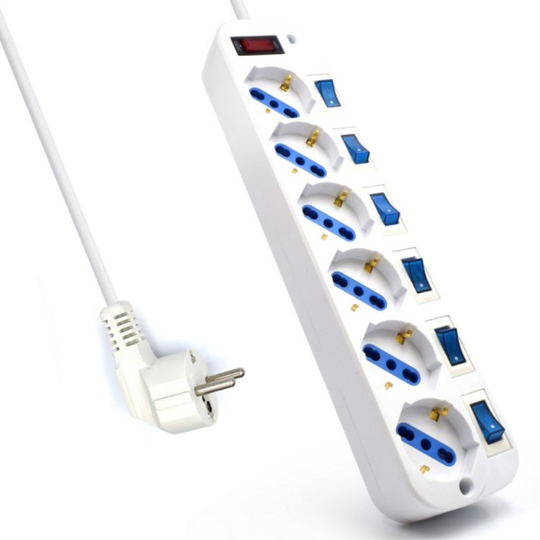 Regleta Ewent 6 Tomas Shuko 16A Con Interruptor On/Off 5M Blanca miniatura 2