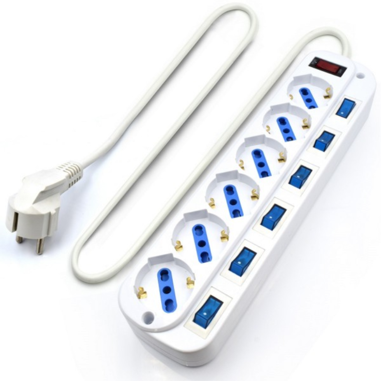 Regleta Ewent 6 Tomas Shuko 16A Con Interruptor On/Off 5M Blanca miniatura 3