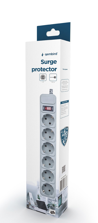 Regleta Gembird 6 Tomas Proteccion Antipicos Blanca 1,5M