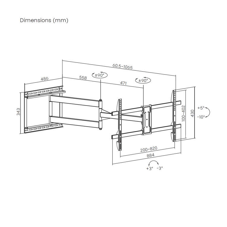 Soporte de Pared Aisens WT80TSLE-419 Pro Giratorio Inclinable y Nivelable Para Monitor/TV 50KG 43-80 Pulgadas miniatura 8