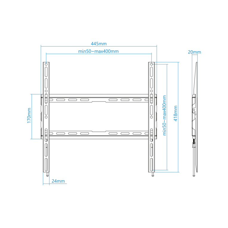 Soporte de Pared Tooq LP1070F-B Negro 32-70" Max 45 Kg miniatura 4