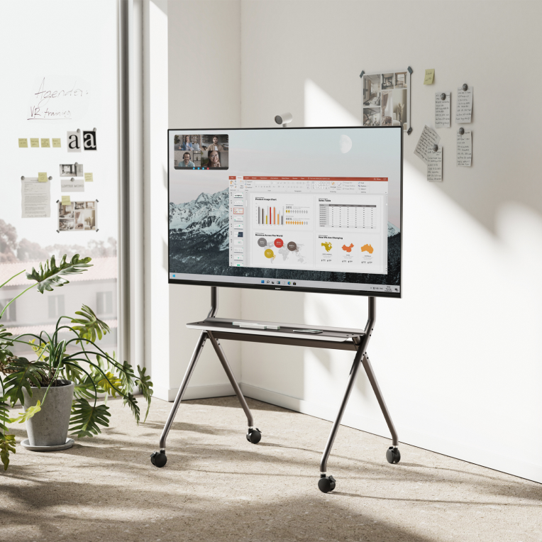 Soporte de Suelo Aisens FT86FE-143 con Ruedas y Bandeja para Pantalla 50-86" miniatura 8