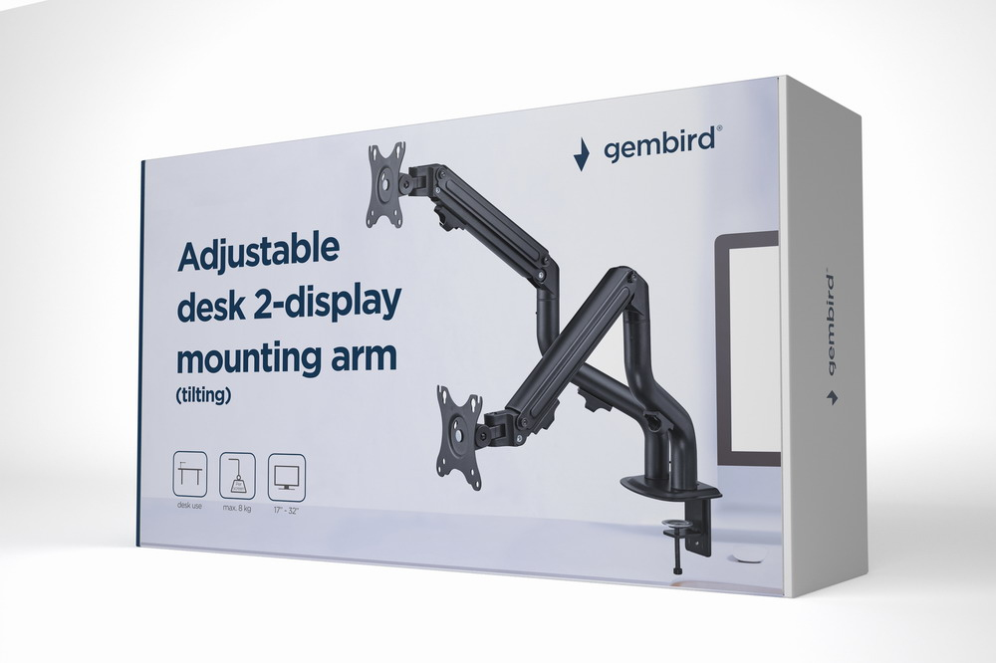 Soporte Gembird MA-DA2-02 Escritorio Ajustable 2 Pantallas 17-32
