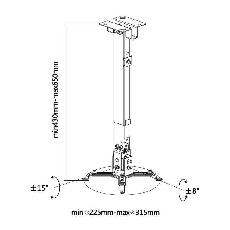 Soporte para Proyector Aisens CWP01TSE-047 Techo/Pared Universal Inclinable Extensible 20Kg Negro miniatura 7