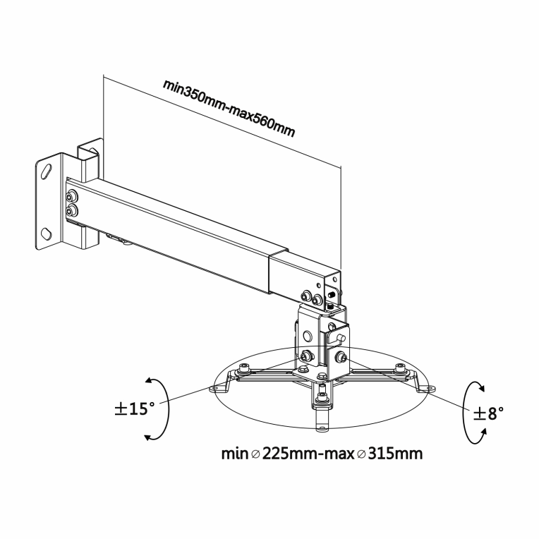Soporte para Proyector Aisens CWP01TSE-047 Techo/Pared Universal Inclinable Extensible 20Kg Negro miniatura 8