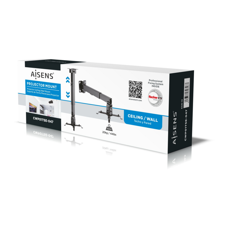 Soporte para Proyector Aisens CWP01TSE-047 Techo/Pared Universal Inclinable Extensible 20Kg Negro miniatura 10