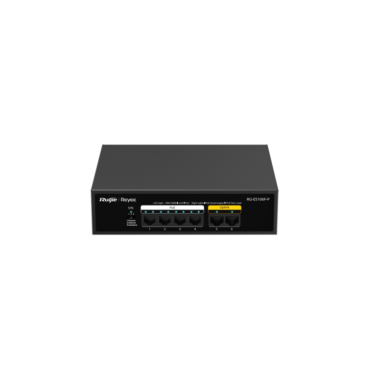 Switch Ruijie RG-ES106F-P 8 Puertos Gigabit PoE+ SFP Negro