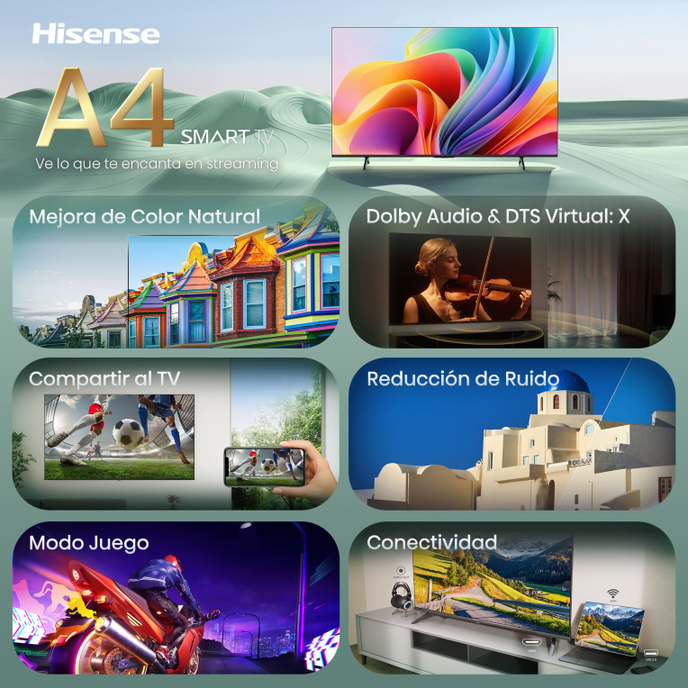TV Hisense 32A4S 32" FHD Smart TV Dolby Audio Modo Juego AirPlay miniatura 3