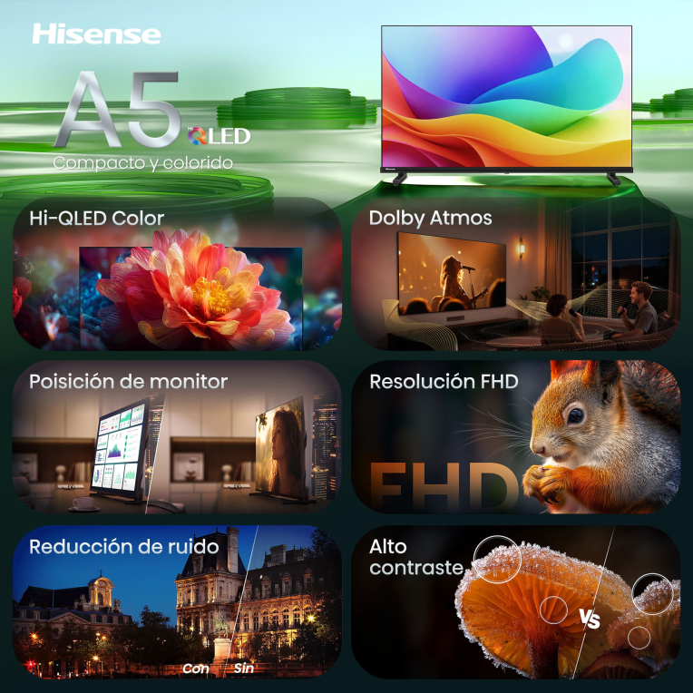 TV Hisense 32A5S 32" FHD QLED Smart TV Dolby Atmos Modo Juego AirPlay miniatura 3