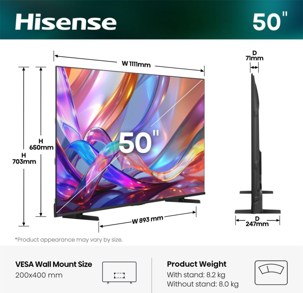 TV Hisense 50Q7S 50" UHD 4K QLED Dolby Vision Atmos Modo Juego Plus HDR10+ miniatura 3
