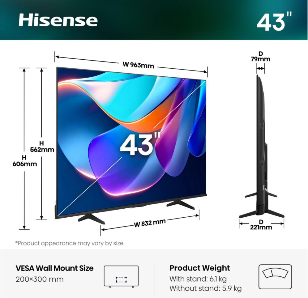 TV Hisense 65A6S 65" UHD 4K Smart TV Dolby Vision Modo Juego Plus AirPlay miniatura 3