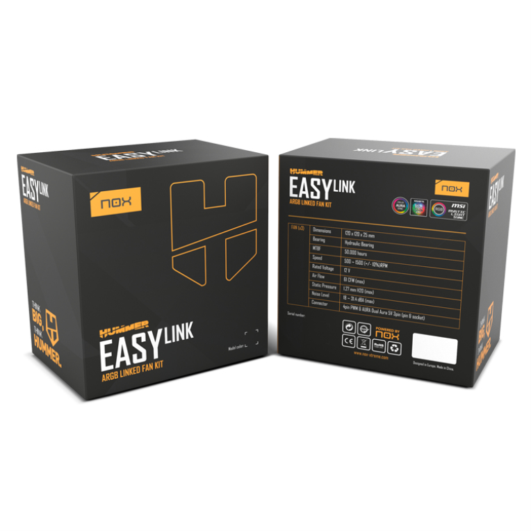 Ventilador de Caja Nox Hummer Easylink ARGB Fans Kit Negros miniatura 10
